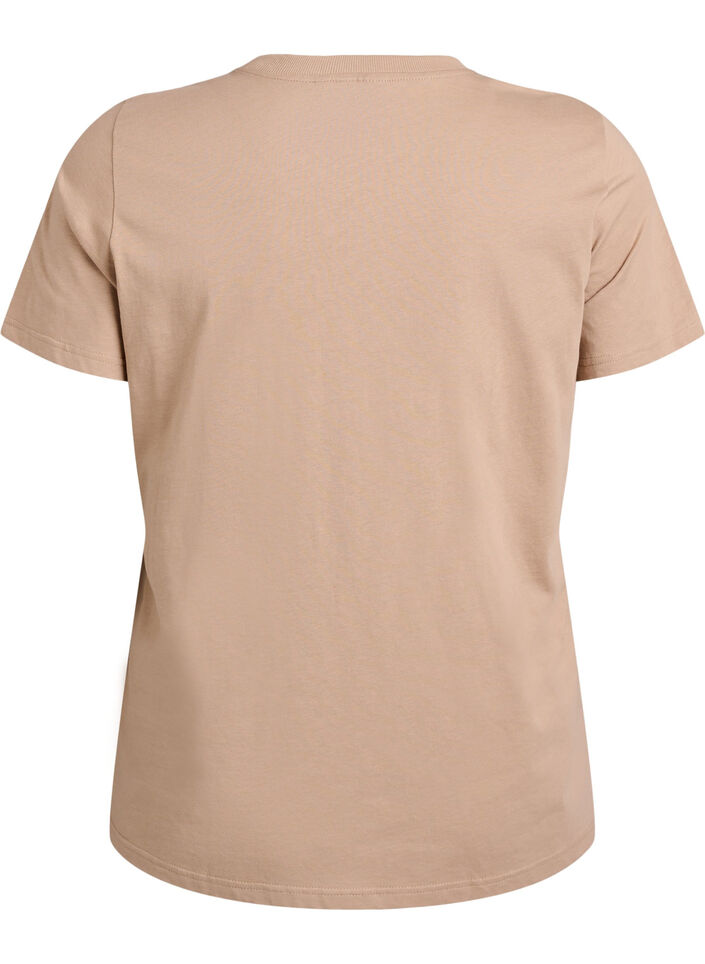 Basic katoenen T-shirt met ronde hals, Beige, Packshot image number 1