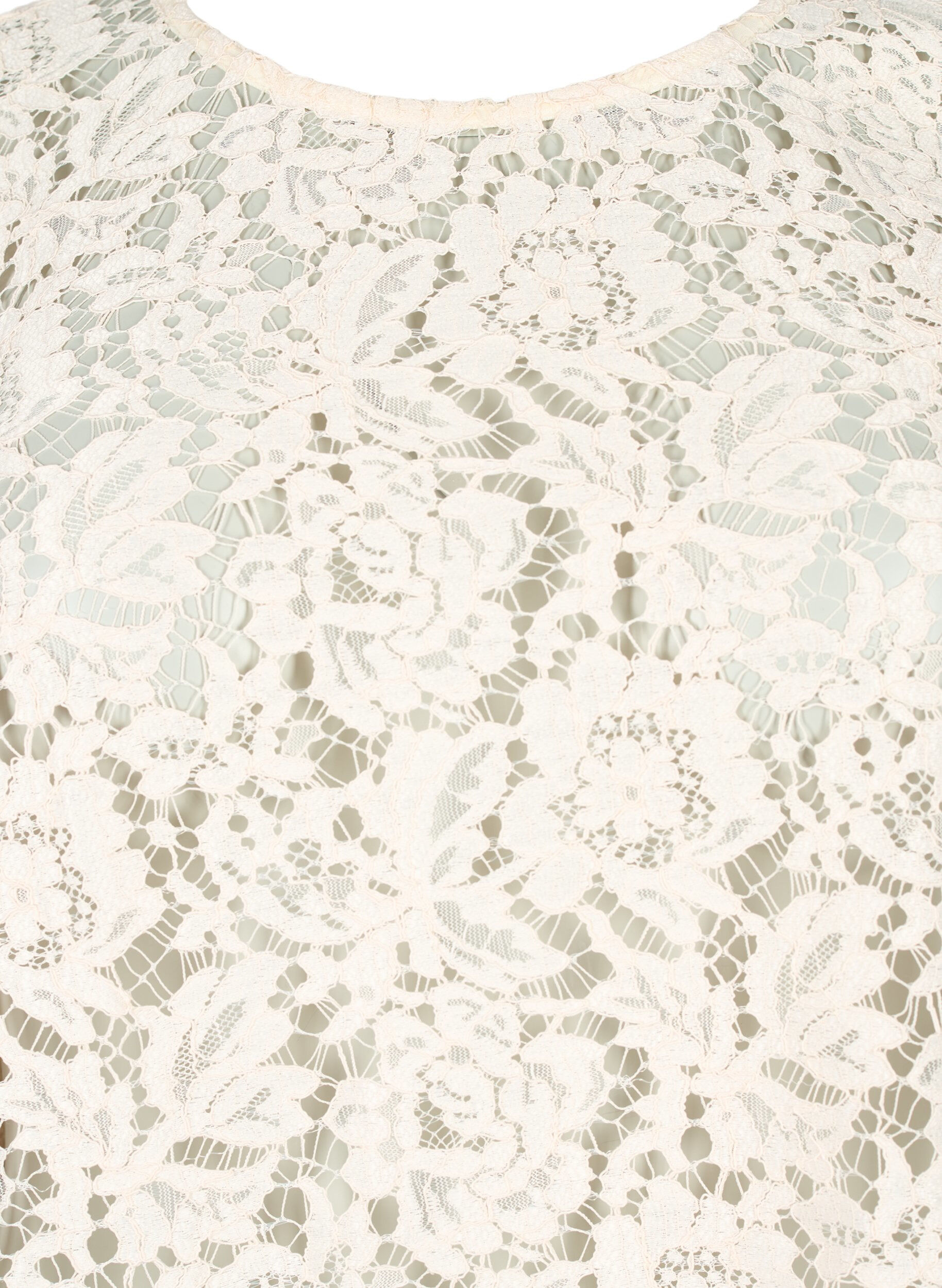 Zizzi FLASH - Kanten blouse met lange mouwen, Birch, Packshot image number 2