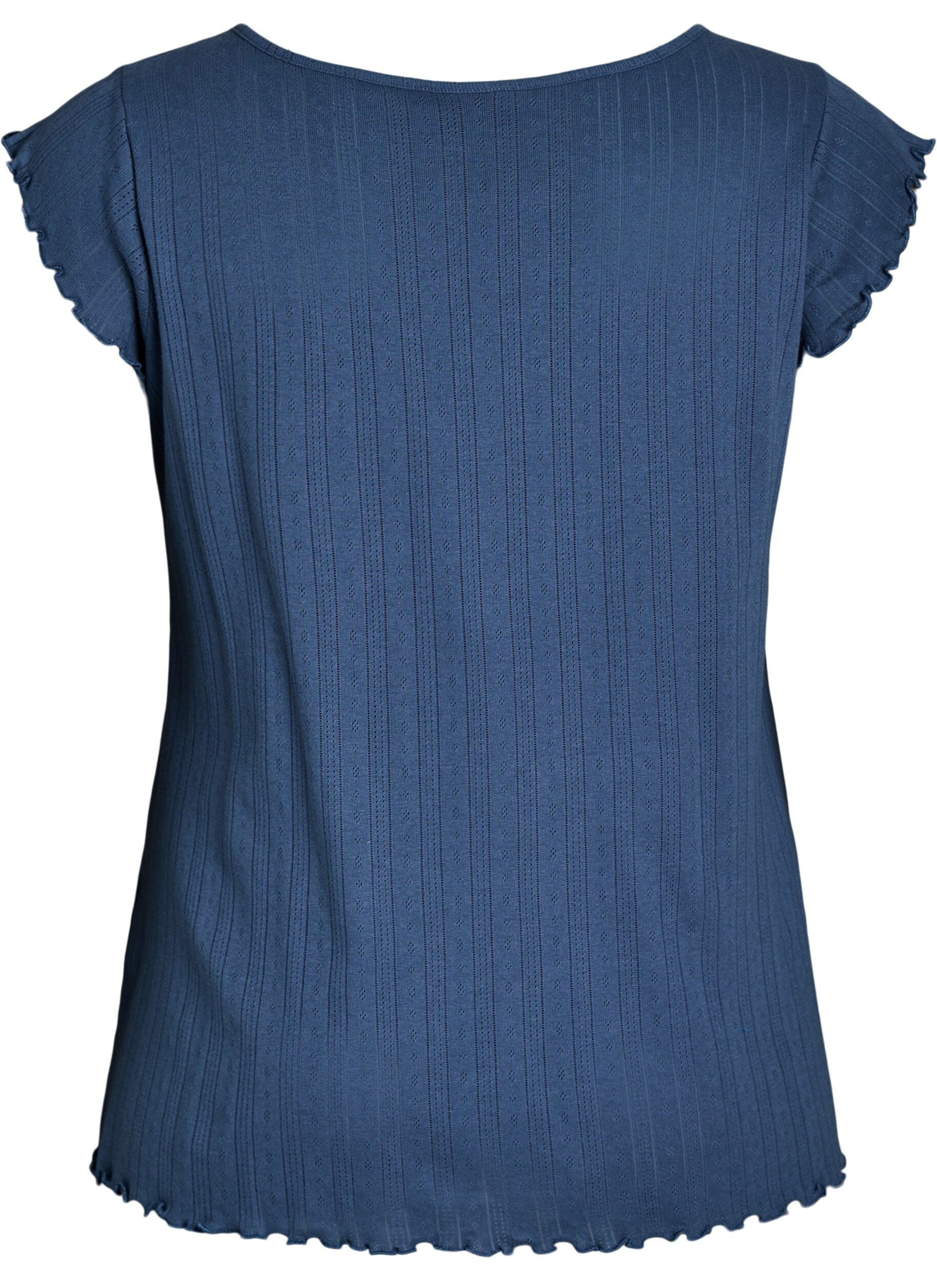 Zizzi Organisch katoenen pyjamashirt met kapmouwen, Blauw, Packshot image number 1