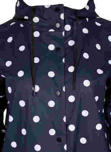 Gedessineerde regenjas met capuchon, Navy Blazer W/Dots, Packshot image number 2