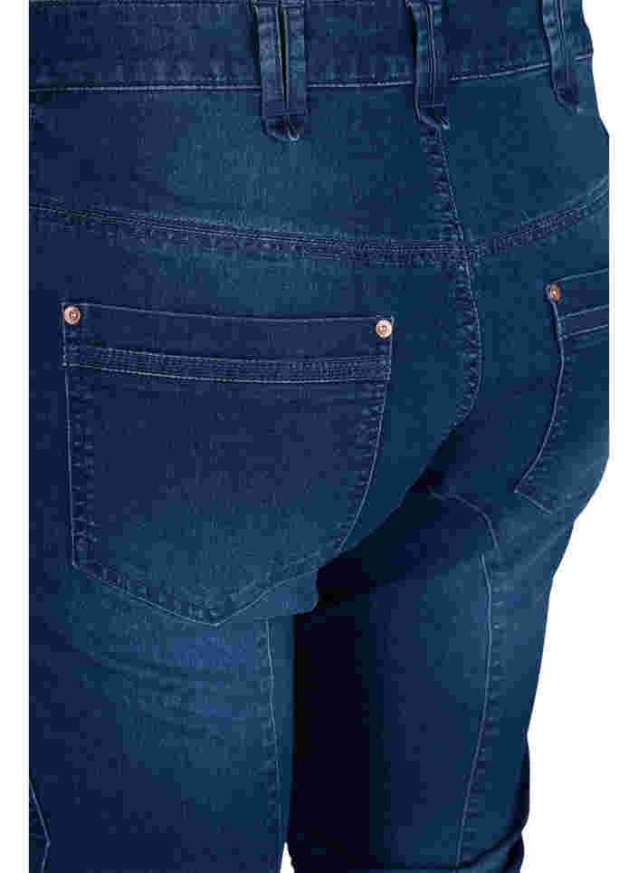 Slim fit capri jeans met zakken, Dark blue denim, Packshot image number 3