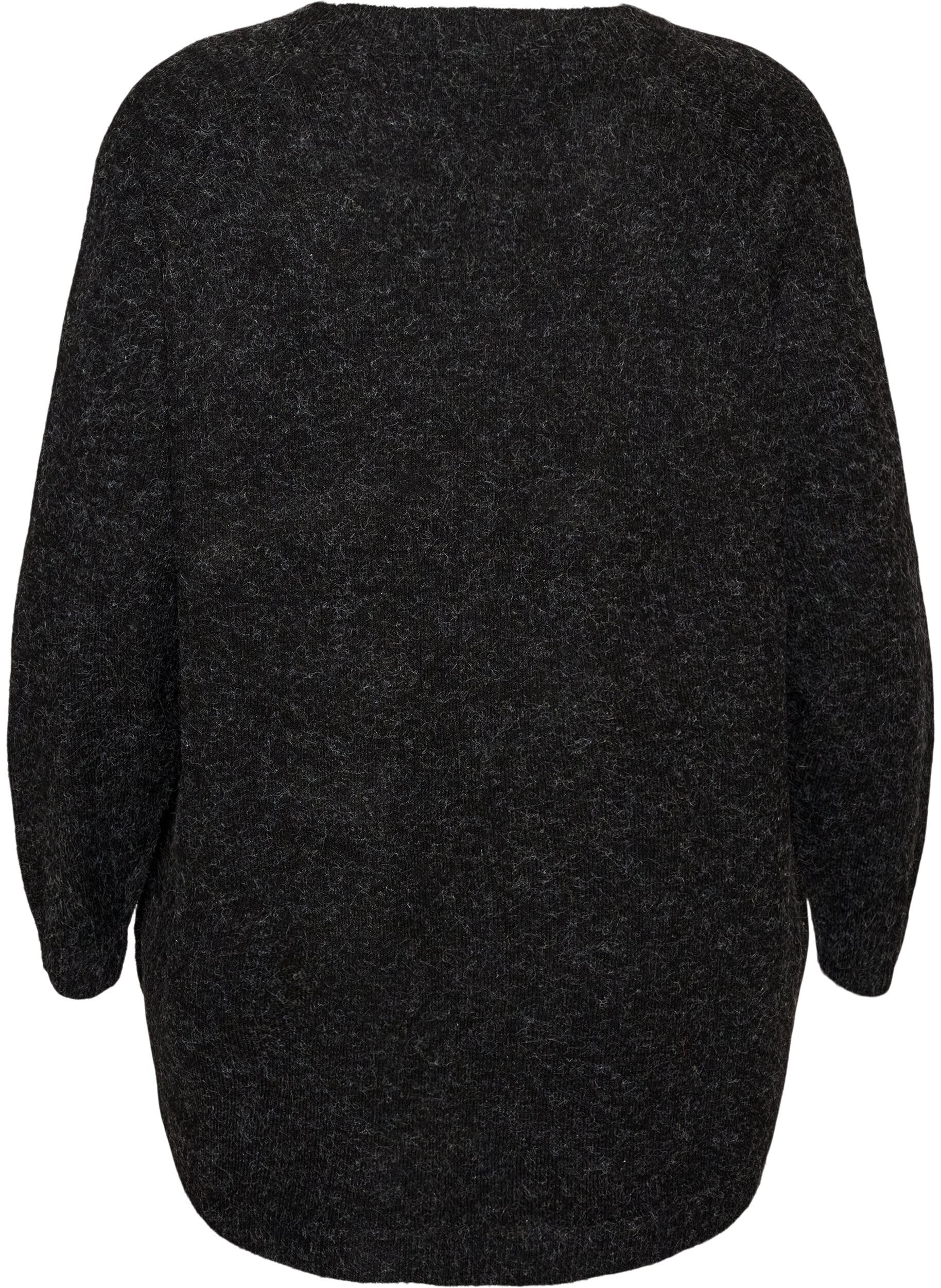 ZizziLange gebreide blouse met balknopen, Grijs, Packshot image number 1