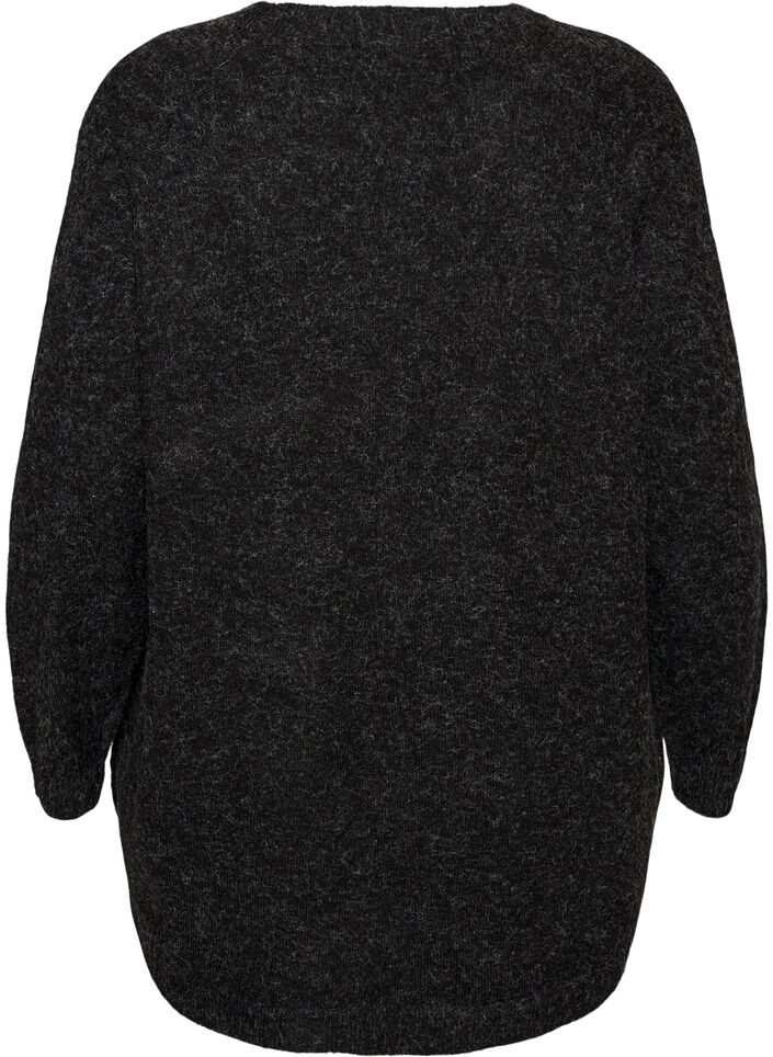Lange gebreide blouse met balknopen, Grijs, Packshot image number 1