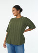 Blouse met structuurpatroon en korte mouwen, Groen, Model image number 0