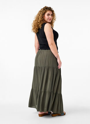 Lange rok met elastiek in de taille, Thyme, Model image number 1