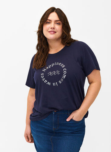 FLASH - T-shirt met motief, Navy Blazer Wave , Model image number 0