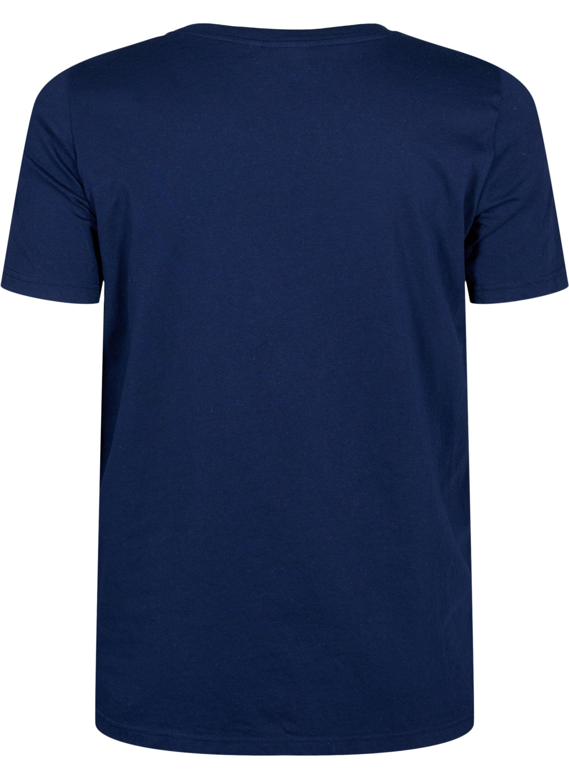 Zizzi Kerst T-shirts in 100% katoen, Navy B. w. LetItSnow, Packshot image number 1
