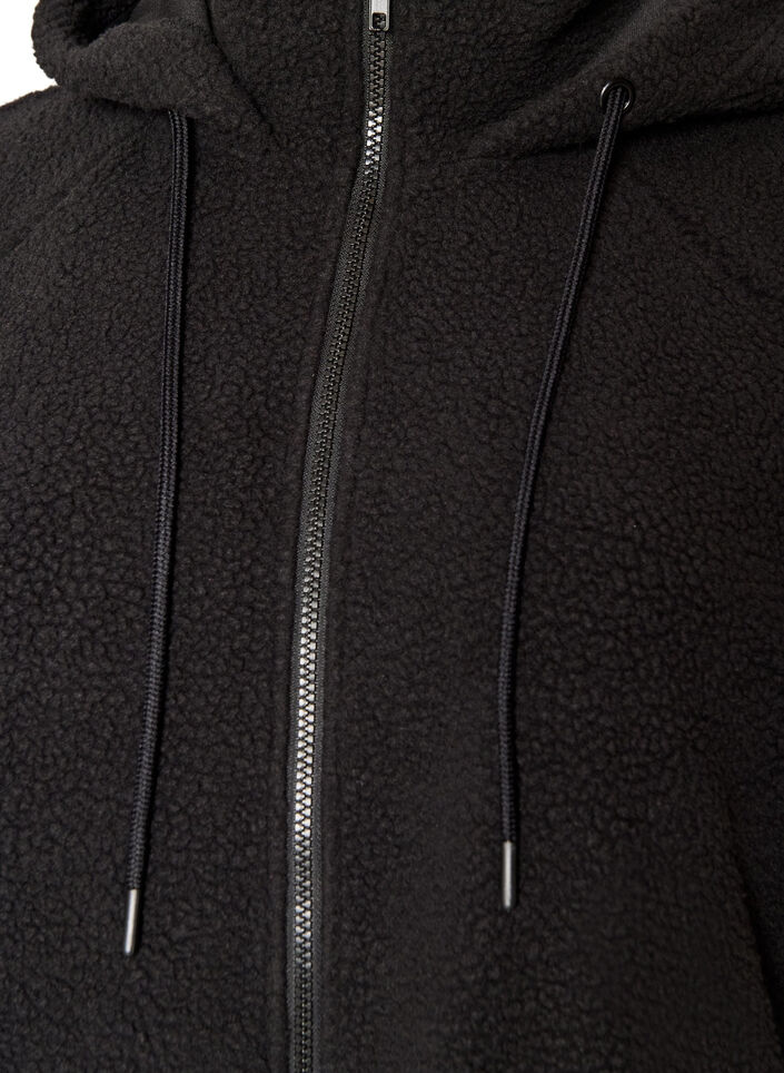 Teddyjack met capuchon en ritssluiting, Zwart, Packshot image number 2