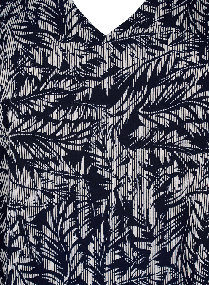 FLASH - Tuniek met v-hals en print, Off White Blue Leaf, Packshot image number 2