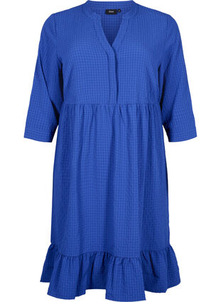 Effen midi jurk met 3/4-mouwen, True blue, Packshot image number 0