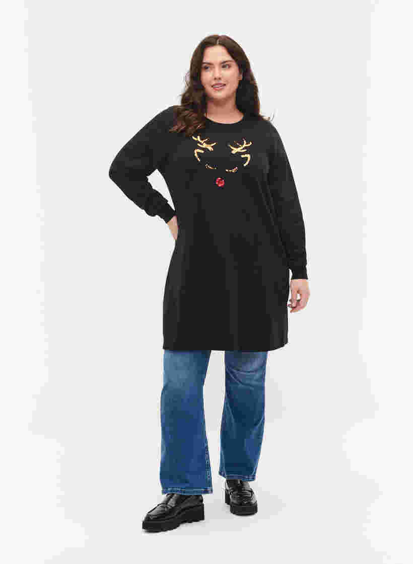 Kersttrui jurk, Black Reindeer, Model image number 3