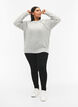Gemêleerde pullover met parelknopen, Light Grey Melange, Model image number 2