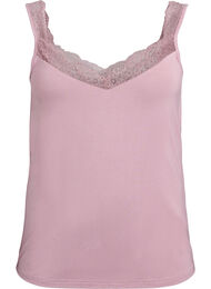 Viscose top met kanten afwerking, Roze