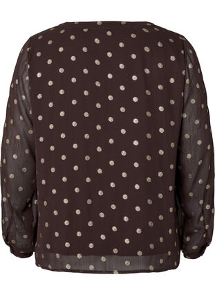 Bedrukte blouse met V-halslijn, Fudge/Gold Dots, Packshot image number 1