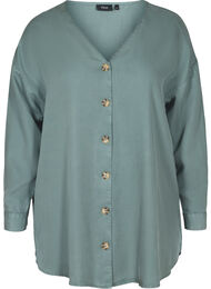 Lyocell blouse met v-hals, Balsam Green