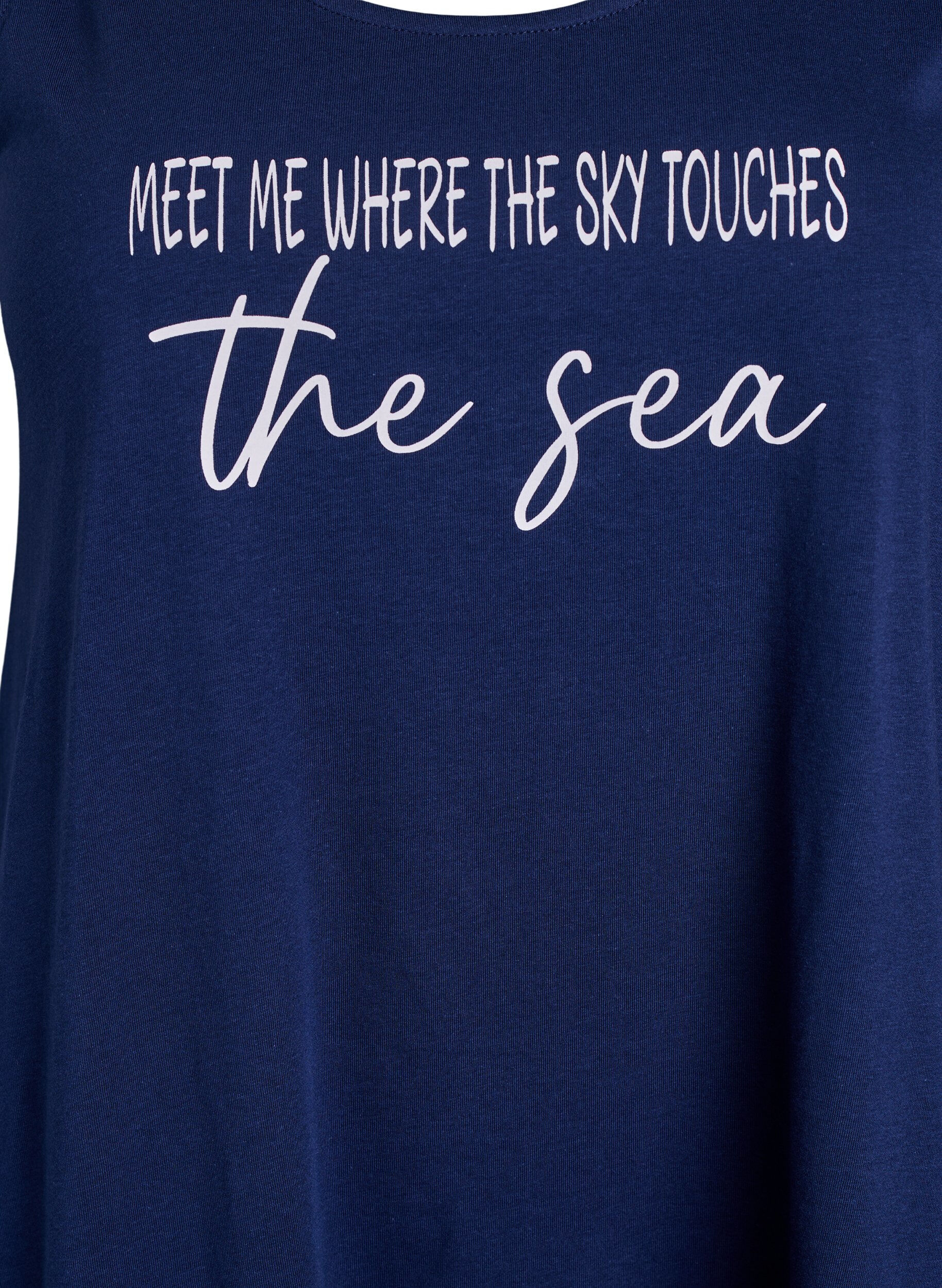 Zizzi Mouwloze A-lijn jurk, Blauw, Packshot image number 2