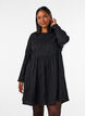 Korte jerseyjurk met een golvend textuurpatroon, Zwart, Model image number 0