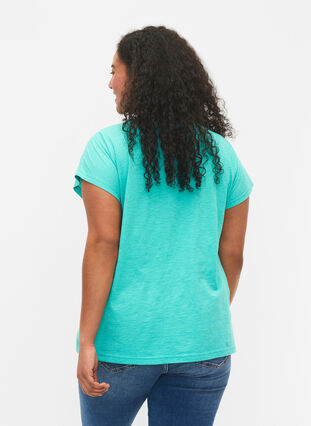 Katoenen t-shirt met bladprint, Turquoise C Leaf, Model image number 1