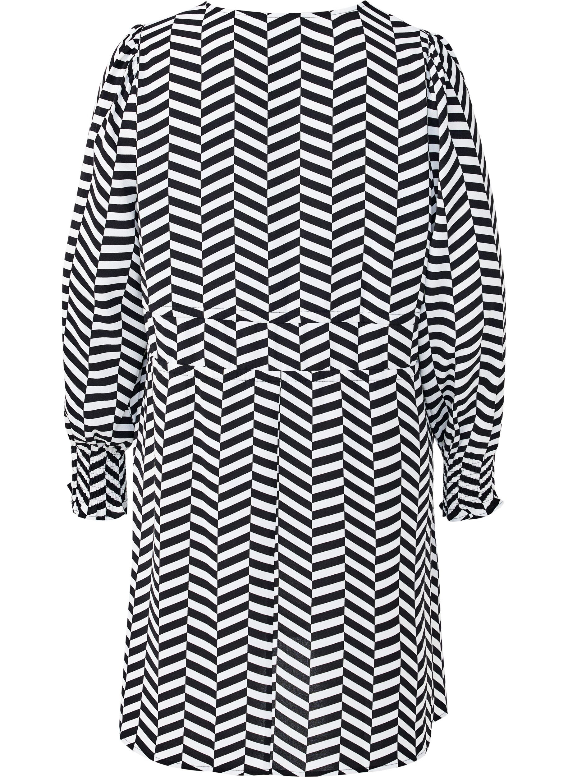 Zizzi Jurk met strikceinturen in de taille, Zwart, Packshot image number 1