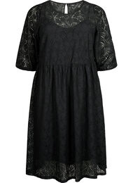 Kanten jurk met driekwartmouwen, Black