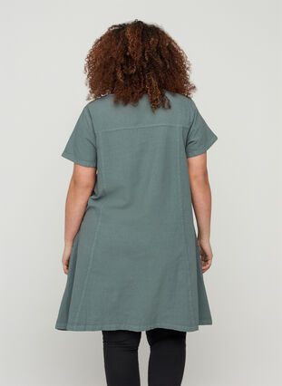 Katoenen jurk met korte mouwen, Balsam Green, Model image number 1