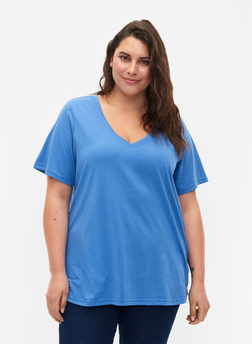 FLASH - T-shirt met v-hals, Ultramarine, Model image number 0