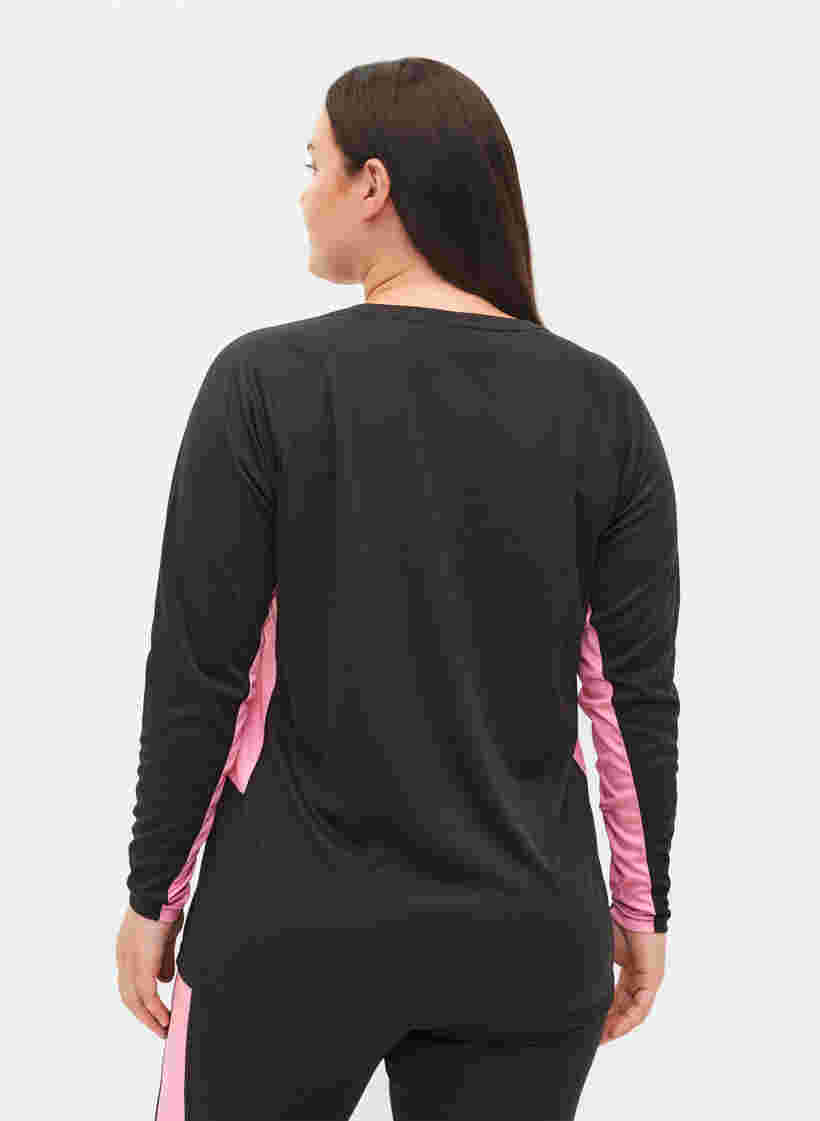 Ski onderhemd met contrast streep, Black w. Sea Pink, Model image number 1