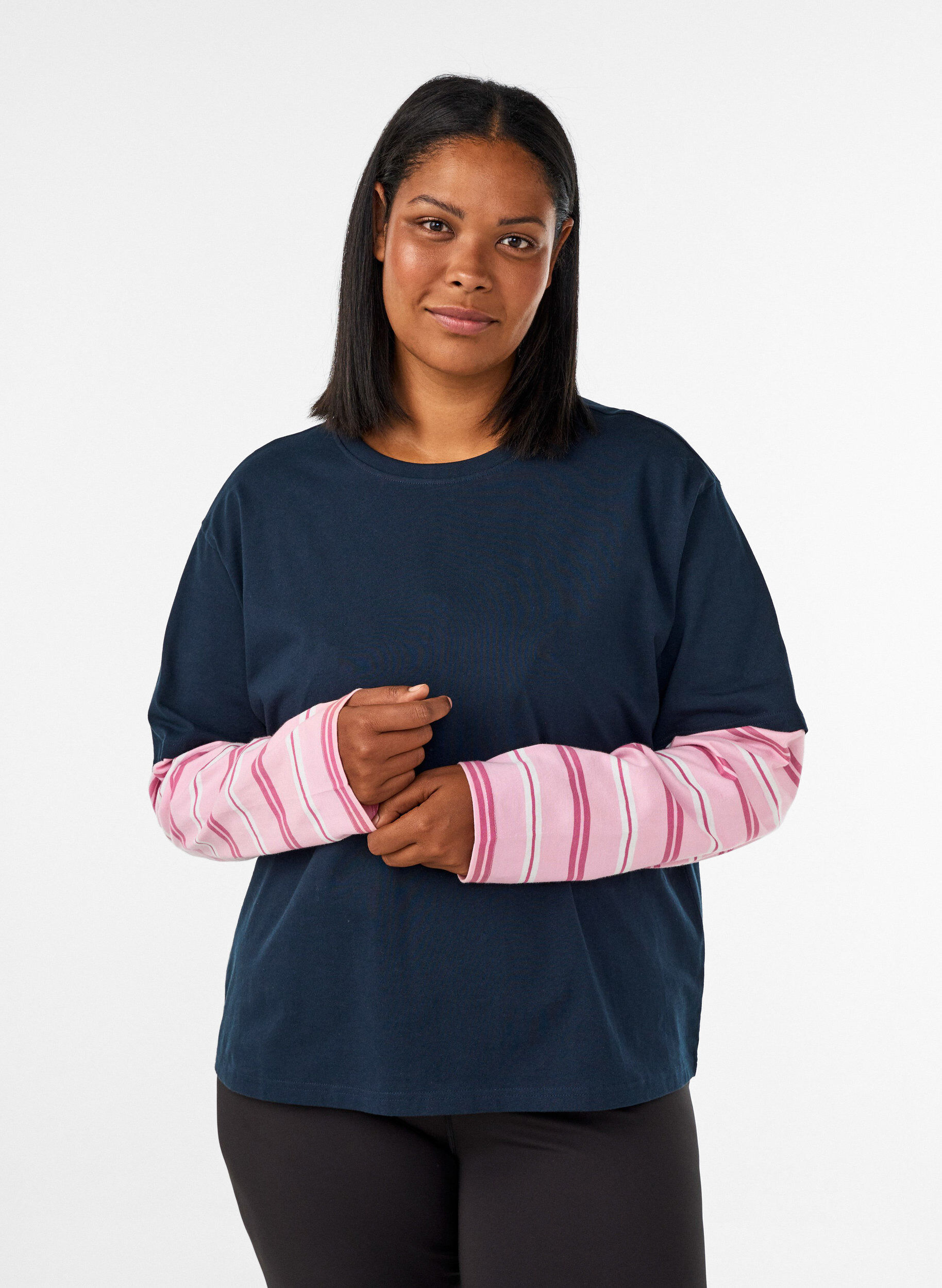 ZizziT-shirt met een sportieve gelaagde look, Blauw, Model image number 0