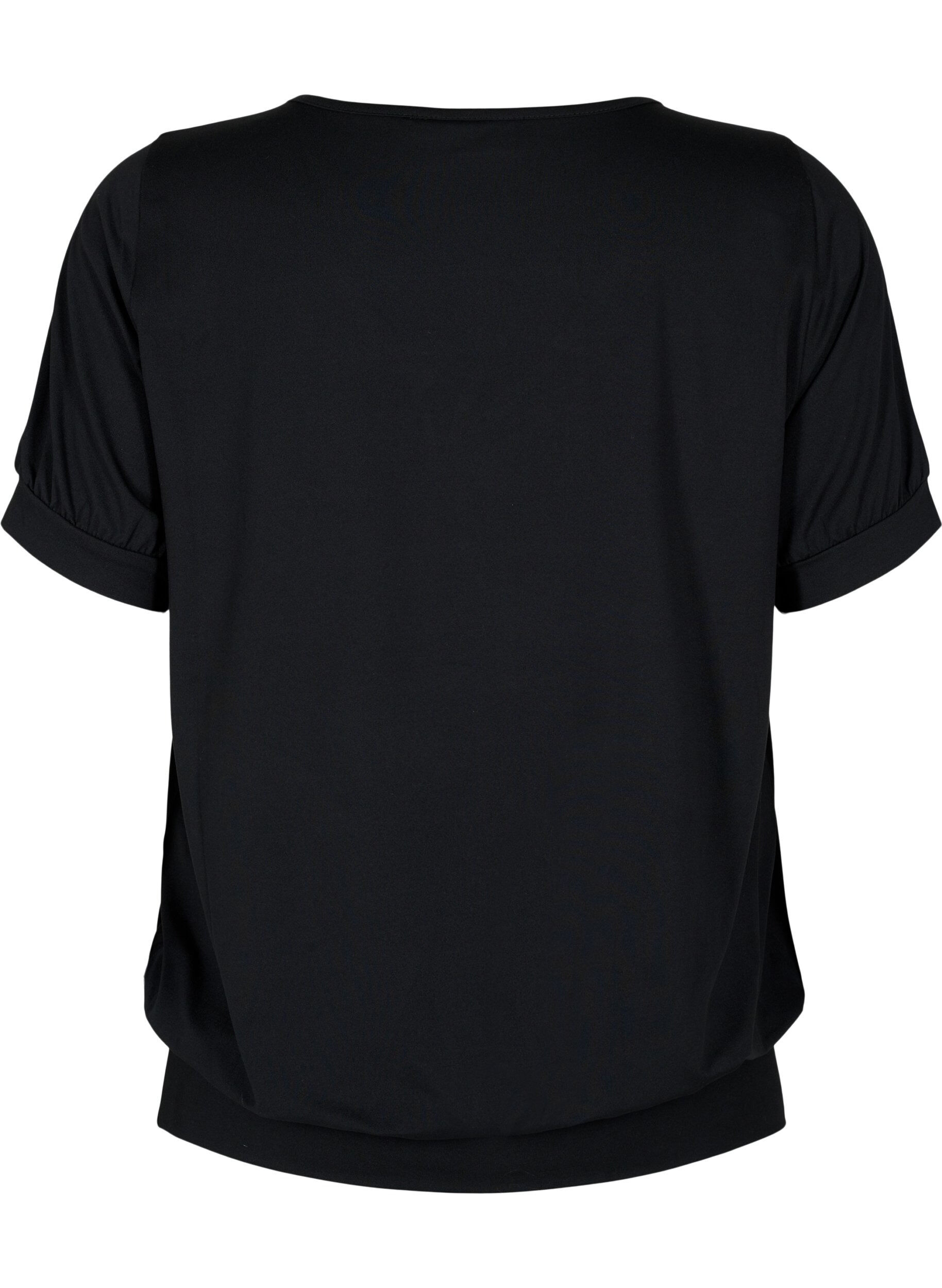 Zizzi Effen trainings t-shirt met v-hals, Black, Packshot image number 1
