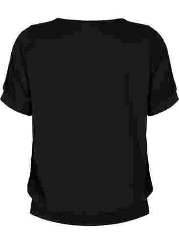Effen trainings t-shirt met v-hals, Black, Packshot image number 1