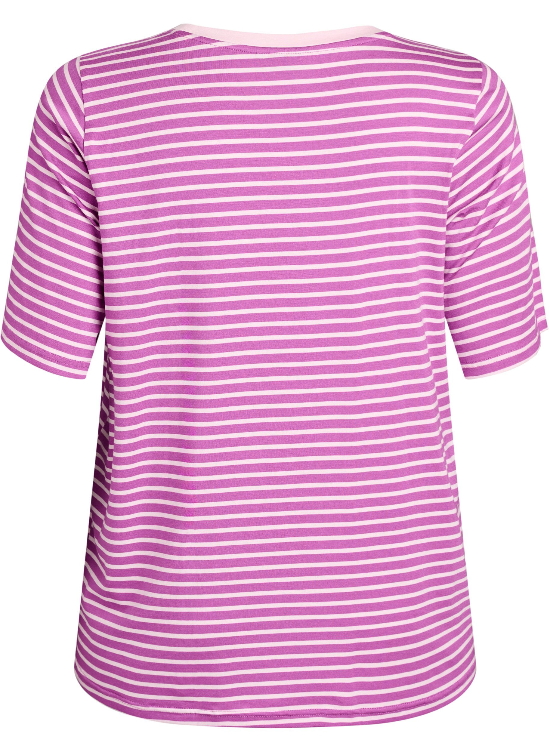ZizziT-shirt met TENCEL&trade; Lyocell en strepen, Paars, Packshot image number 1