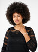 Midi-jurk met kant en doorschijnend mesh, Black, Model image number 2