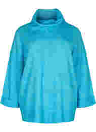 Gebreide blouse met lange mouwen en coltrui, Malibu Blue Mel.