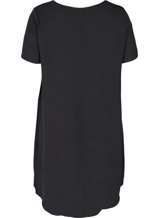 Effen jurk met korte mouwen, Black, Packshot image number 1