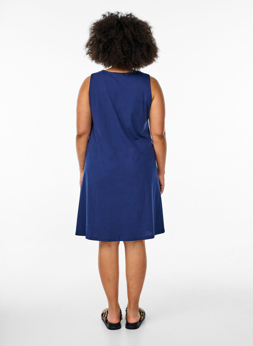 Mouwloze A-lijn jurk, Blauw, Model image number 2