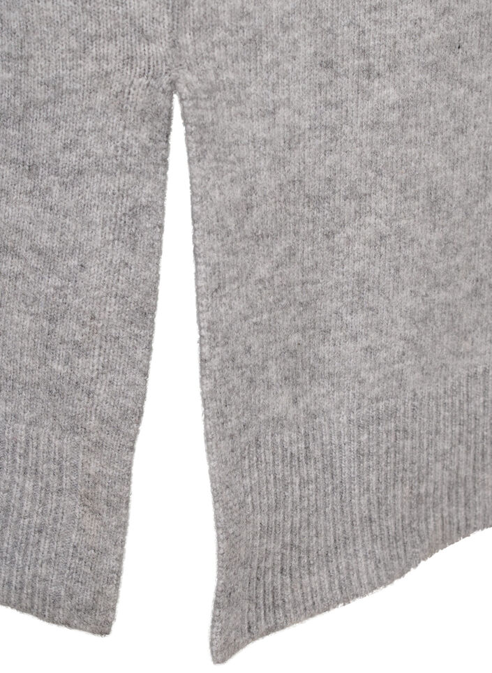 Lang gebreid vest met zakken, Light Grey Melange, Packshot image number 4