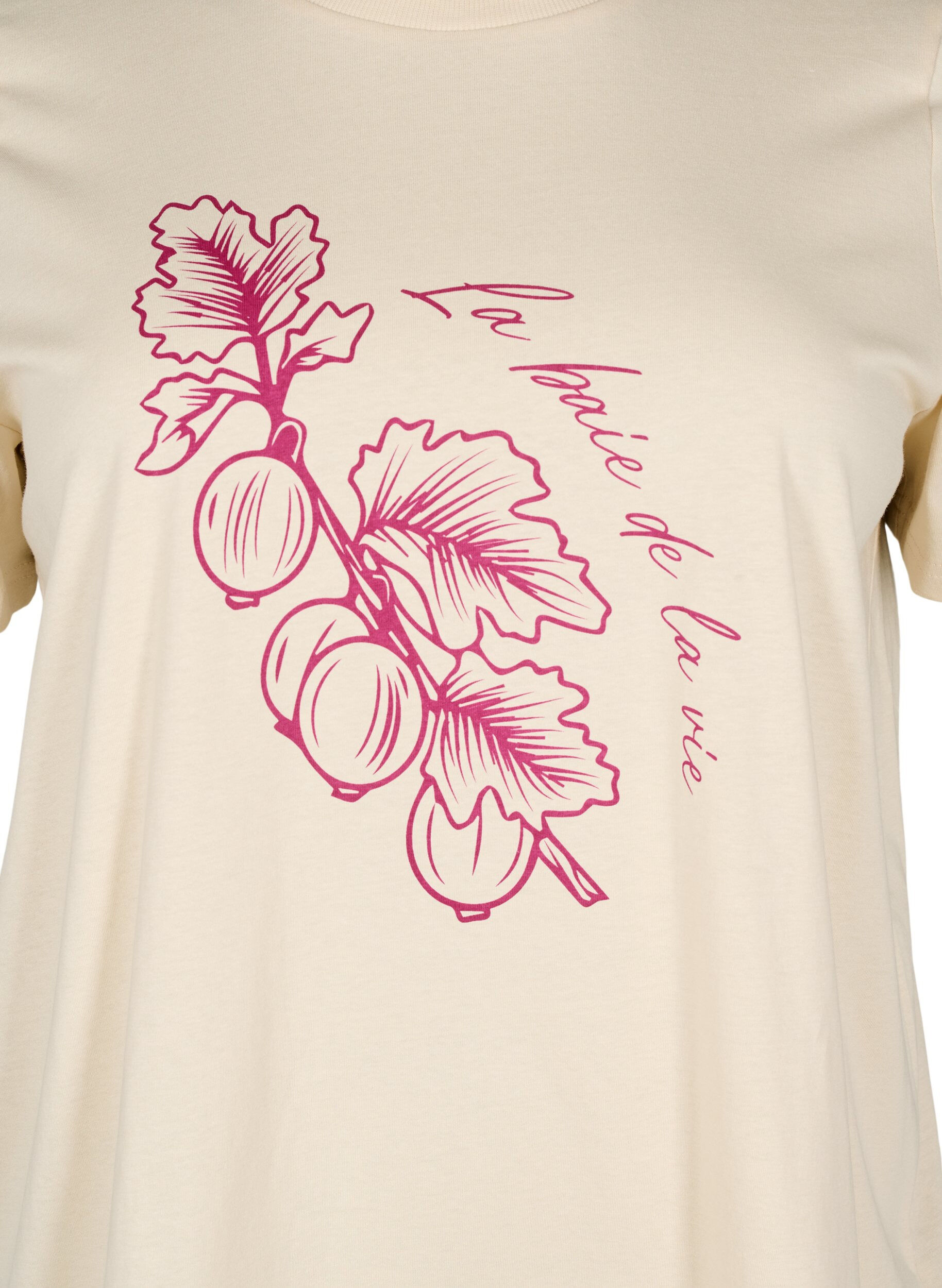 Zizzi Katoenen T-shirt met print, Beige, Packshot image number 2