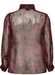 Doorschijnende overhemdblouse met bloemenpatroon en strikdetail, Donker Bordeaux, Packshot image number 1