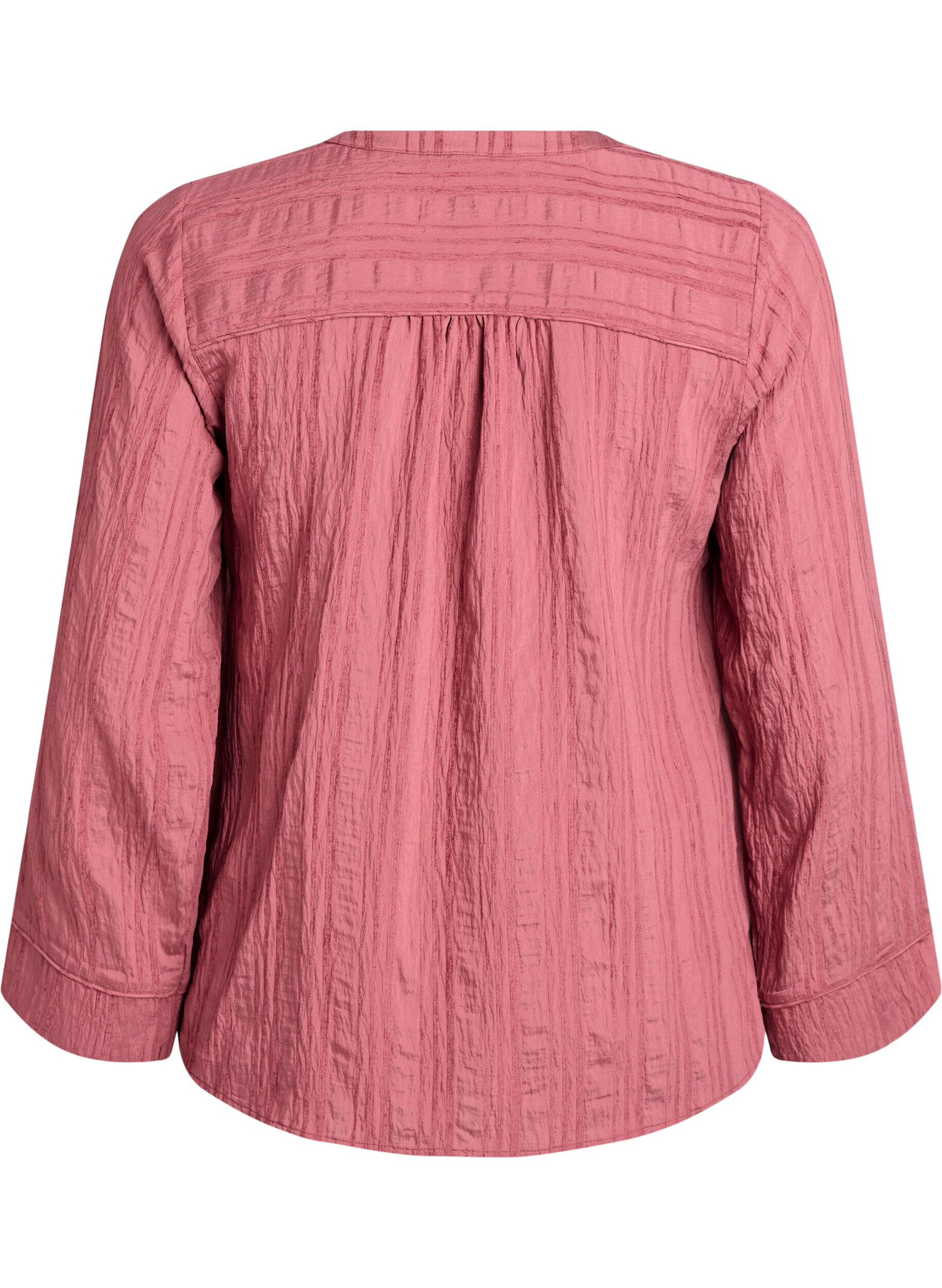 Zizzi Blouse met ton-sur-ton textuur en knopen, Roze, Packshot image number 1