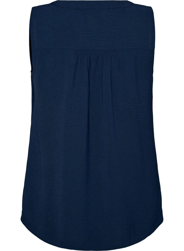 Mouwloze top met kreukeffecten, Blauw, Packshot image number 1