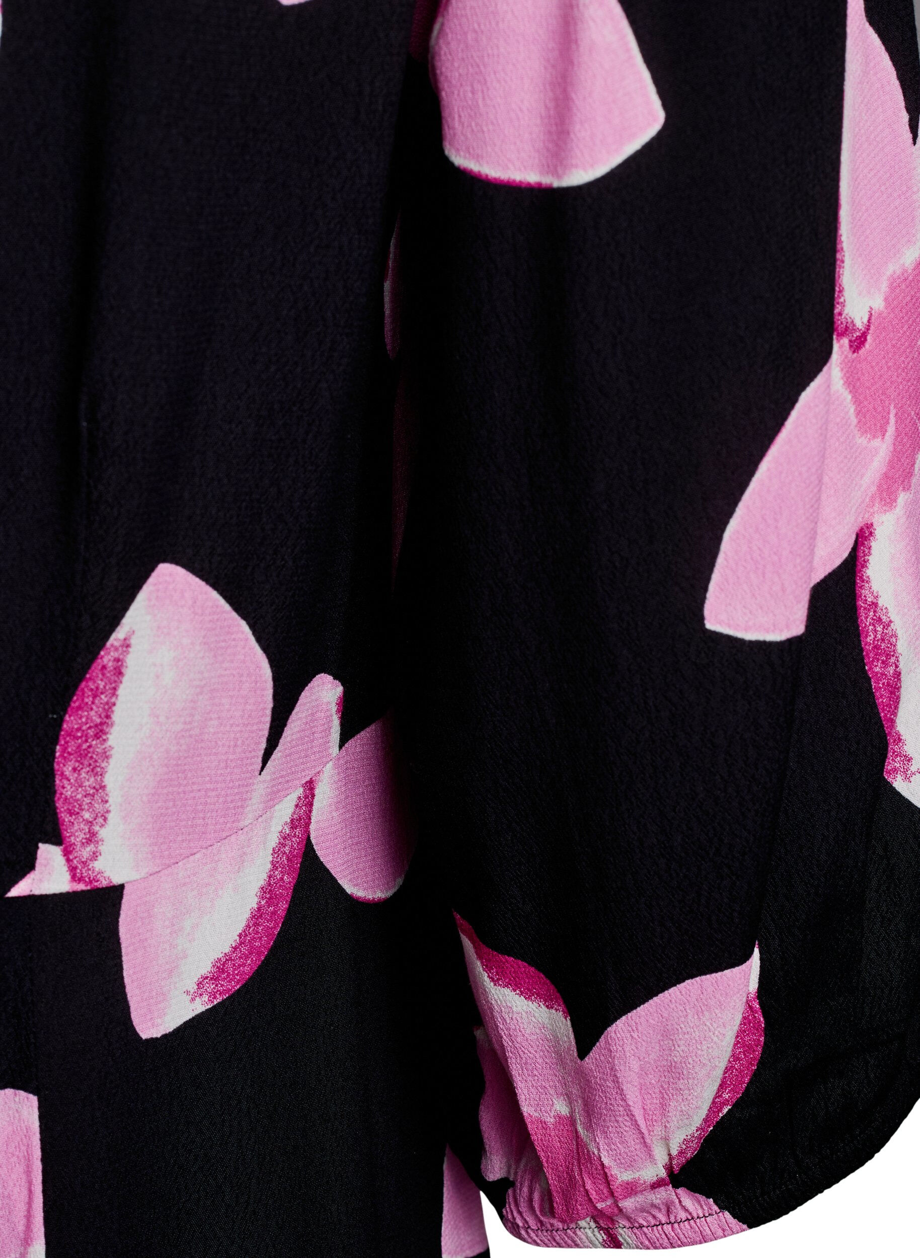 Zizzi Midi-jurk met bloemenprint en 3/4 mouwen, Zwart, Packshot image number 3