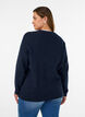 Gem&ecirc;leerde gebreide blouse met ronde hals, Blauw, Model image number 2