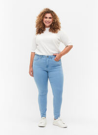Super slim Amy jeans met hoge taille, Ex Lt Blue, Model
