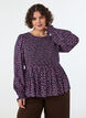 Blouse met gesmokte top en bloemenprint, Blauw, Model image number 2