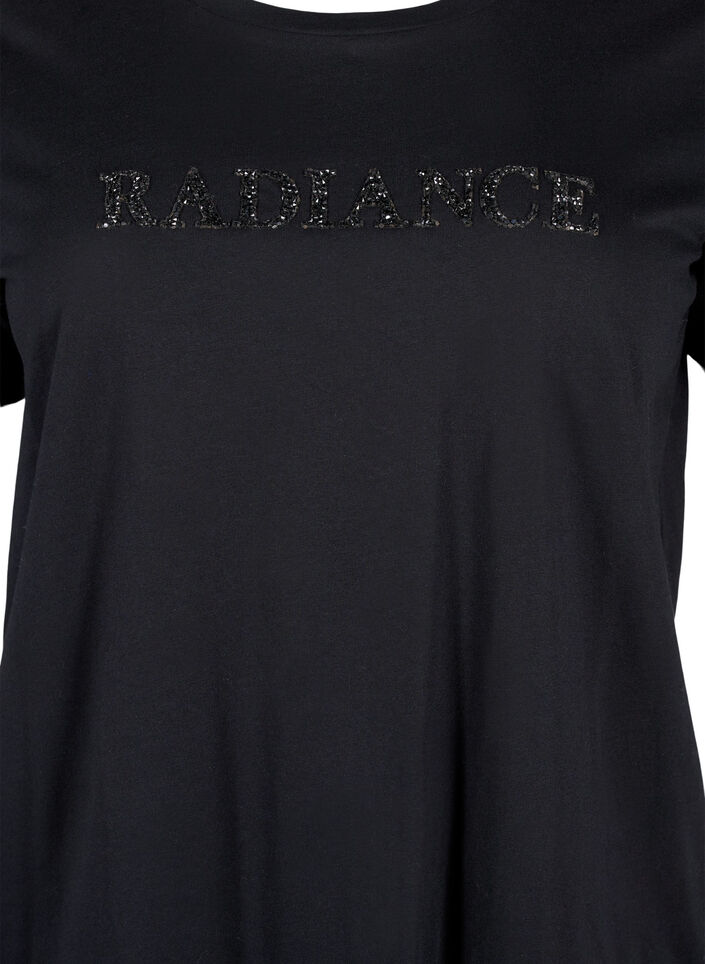 Katoenen T-shirt met strasmotief, Black w. Radiance, Packshot image number 2