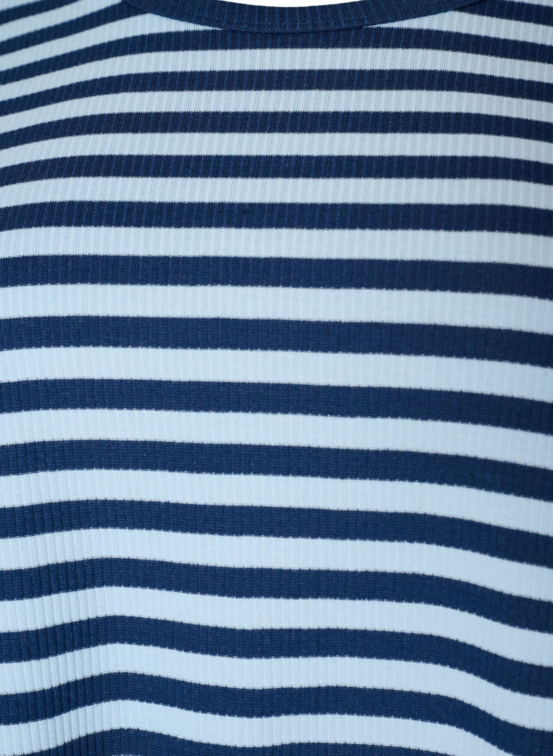 ZizziNachtbovenstuk met lange mouwen in geribde jersey met strepen, Blauw, Packshot image number 2
