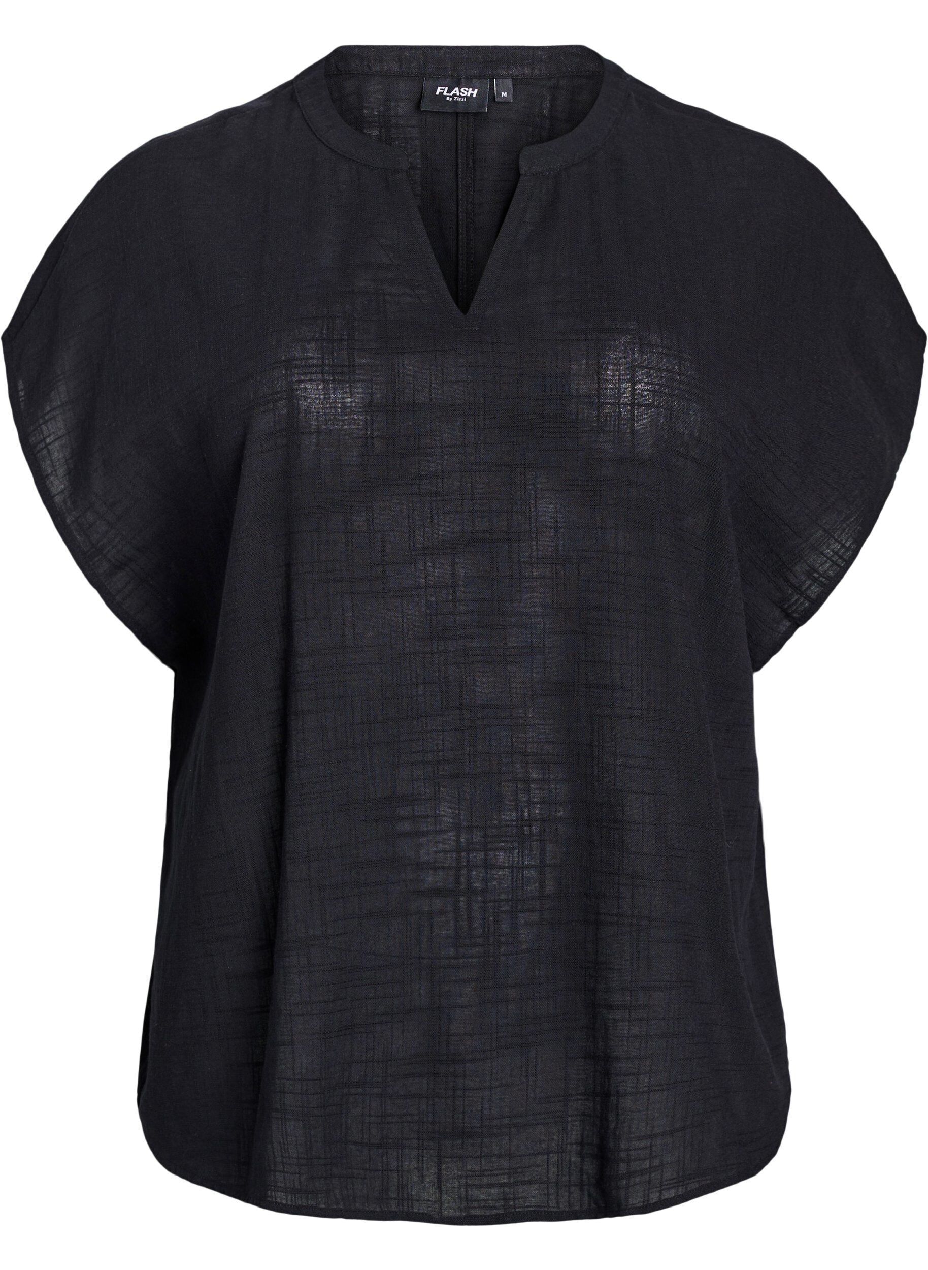 Zizzi Losse blouse met kapmouwen, Zwart, Packshot image number 0