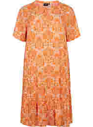 Viscose jurk met print en korte mouwen, Exuberance Oriental