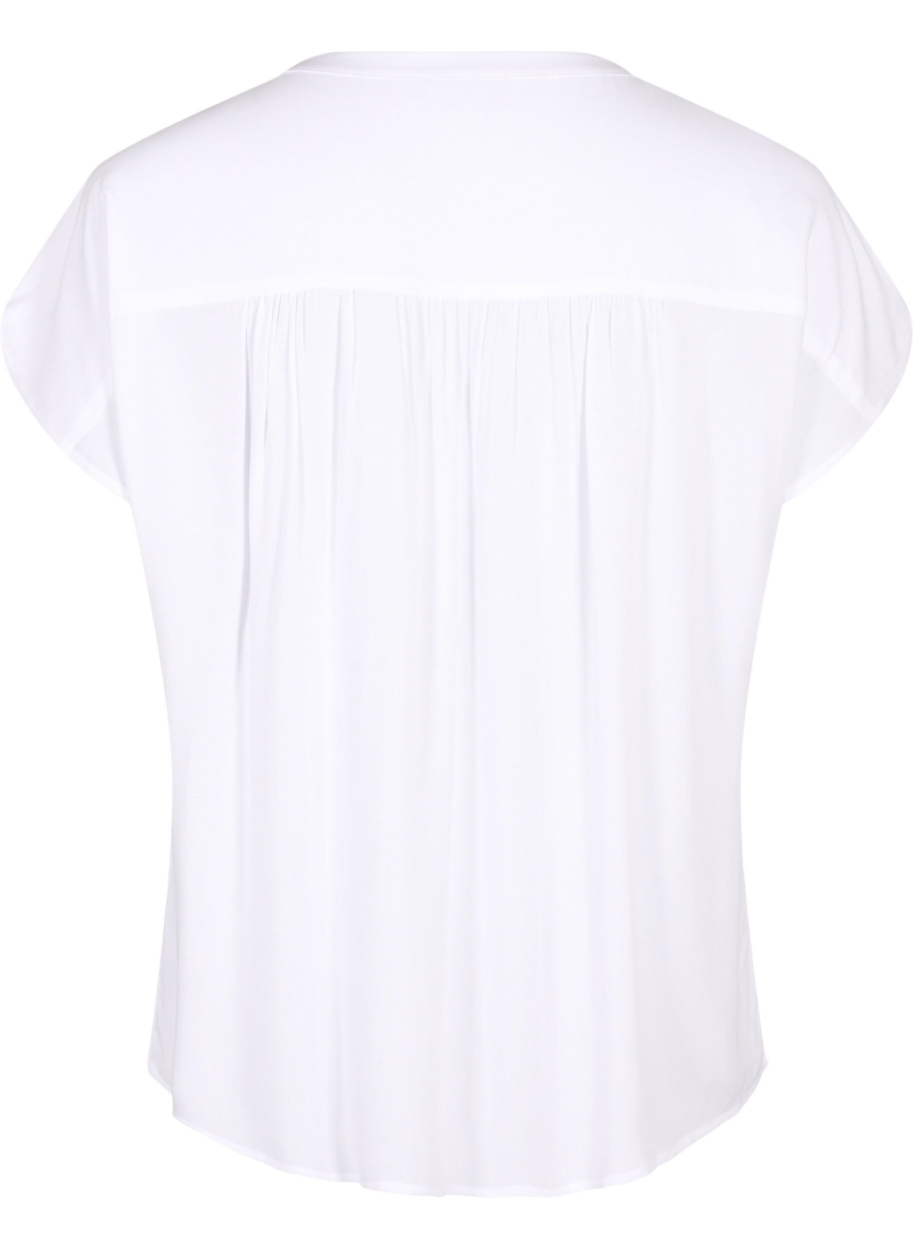 Zizzi Viscose blouse met kanten afwerking, Bright White, Packshot image number 1