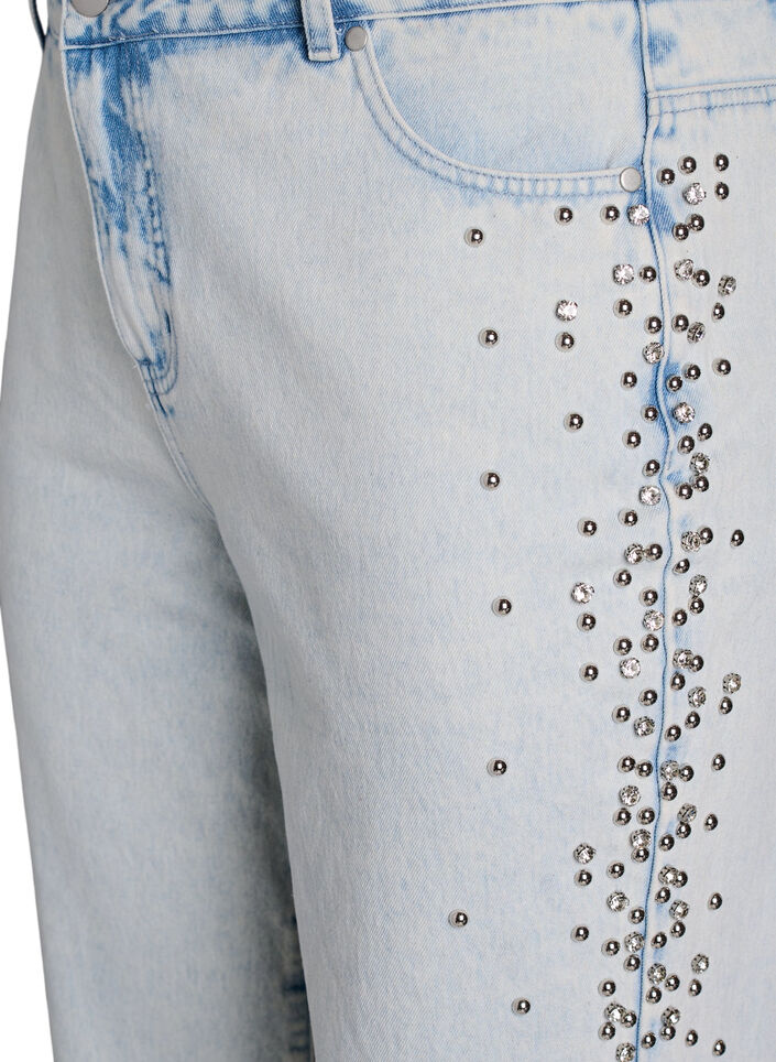 Kiana jeans met decoratieve details langs de zijkanten, Blauw, Packshot